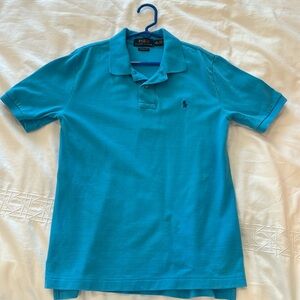 Boys turquoise blue waffle weave Polo shirt, size M (10-12)